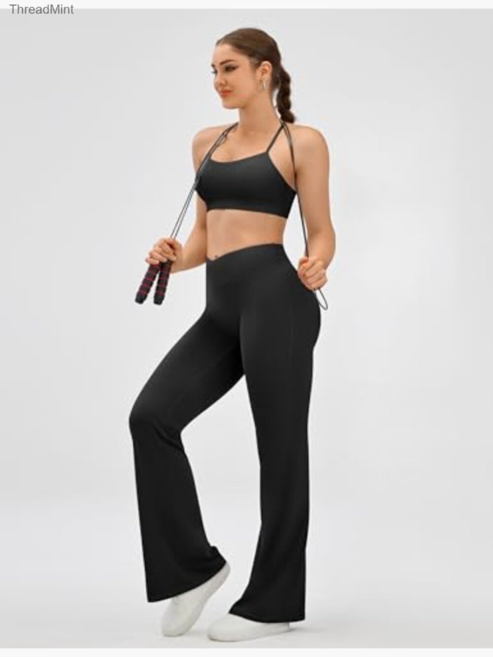 High Waist Yoga Pants Women Sweat Wicking Straight Wide Leg Workout Bottoms - Picture 3 of 7